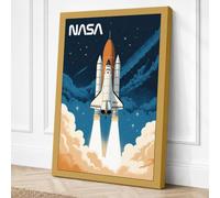 Space Shuttle Launch Retro Canvas Wall Art Print 36x24 Inch