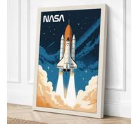 Space Shuttle Launch Retro Canvas Wall Art Print 36x24 Inch