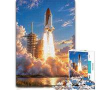 Space Shuttle Launch Sunset-1 Wooden Picture Puzzle for Adults, 300 Pieces | Christmas puzzle gift for adults: solo or shared puzzle time at your own pace.
