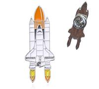 Space Shuttle Pin Badge Rocket Moon Landing Brooch Lapel Gift Astronaut Metal Bag Jacket Program Sci-Fi Jewellery Accessory Flight Flying Boosters Night Sky