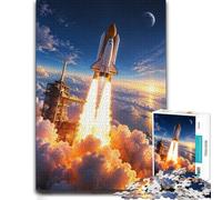 Space Shuttle Rocket Launch Wooden Puzzle 500 Pieces, Adult Jigsaw