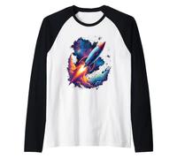 Space Shuttle Rocket Nebula Art Raglan Baseball Tee