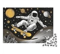 Space Skateboarding Adventure Jigsaw Puzzles Puzzles for Adults Kids. 1000 Piece Impossible Challenge Toy Educational Game Home Decoration for Educational Games Gifts 70x50cm/1000pcs