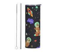 Space Sloth 20oz Stainless Tumbler with Lid and Straw, Double-Wall Vacuum Insulated Tumblers Travel Coffee Mug Cups Water Bottle for Home Office Outdoor Car