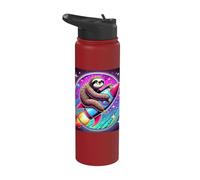 Space Sloth Floats on a Rocket Through a Star Galaxy Stainless Steel Insulated Water Bottle