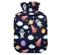Space Solar System Black Hot Water Bottle with Cover for Pain Relief Bed Warmer Hot Water for Arthritis, 2L