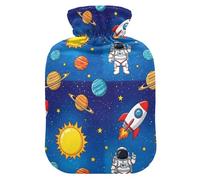 Space Solar System Blue Hot Water Bottle with Cover for Pain Relief Feet Warmer for Headaches, 2L
