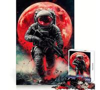 Space Soldier with Full Red Moon Comics Art 1000 Piece Jigsaw Puzzle for Teenagers Smart Toy Bonding Time Accurate Cut Art Collection Piece 38x52cm