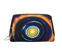 Space Spiral Cosmic Energy Leather Hand-Held Zipper Makeup Bag Cute Make Up Case Large Wide-Open Pouch Pen Case