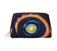 Space Spiral Cosmic Energy Leather Hand-Held Zipper Makeup Bag Storage Bag for Miscellaneous Items Pen Case