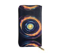 Space Spiral Cosmic Energy Print Leather Long Clutch Wallet – Fashionable Personalized Wallet, Multiple Card Slots, Gift Ready, Black, One Size