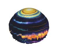 Space Spiral Cosmic Energy Print Shower Cap - Reusable Bath Hair Cap, Double Layer, Adjustable Elastic Strap, Durable Travel Essential