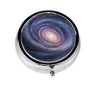 Space Spiral Cosmic Energy Printed Round Pill Organizer with 3 Compartments, Portable Mini Pill Box Pill Case for Medicine, Vitamin, Fish Oil, Supplements