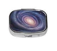 Space Spiral Cosmic Energy Printed Square Pill Organizer with 2 Compartments, Portable Mini Pill Box Pill Case for Medicine, Vitamin, Fish Oil, Supplements
