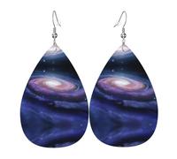Space Spiral Cosmic Energy Printed Teardrop Pendant Leather Earrings | Lightweight and Versatile Earrings | Suitable for Daily Commute and Date Wear