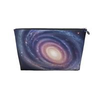 Space Spiral Cosmic Energy Printed Toiletry Bag for Women Girl Portable Travel Cosmetic Bag Leather Makeup Pouch Organizer with Silver Zipper