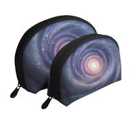 Space Spiral Cosmic Energy Printing Shell Makeup Bag Set 2-Piece Cosmetic Bags Portable Travel Makeup Storage Bag for Women Girls