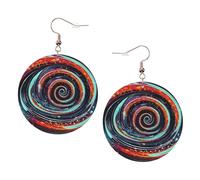 Space Spiral Cosmic Leather Round Earrings Color Valentine'S Day Festival Activities Fashion Women'S