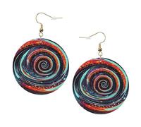 Space Spiral Cosmic Leather Round Earrings Color Valentine'S Day Festival Activities Fashion Women'S