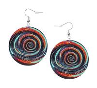 Space Spiral Cosmic Leather Round Earrings Color Valentine'S Day Festival Activities Fashion Women'S