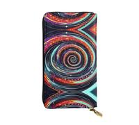 Space Spiral Cosmic Print Leather Long Clutch Wallet for Women – Fashionable, and Lightweight Waterproof Leather Wallet, Black, One Size
