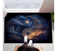 Space Stars Door Mats Indoor 50 x 80 cm Washable Doormats Yin-Yang Symbol Dirt Trapper Door Mat Super Absorbent Entrance Rug Non-slip Floor Mats for Inside, Front Back Door, Gray-Blue