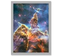Space Stars Nebula Galaxy Universe Hubble Mystic Mountain Cosmos Artwork Framed Wall Art Print A4 Artery8 Light Grey One Size