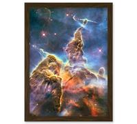 Space Stars Nebula Galaxy Universe Hubble Mystic Mountain Cosmos Artwork Framed Wall Art Print A4 Artery8 Brown One Size