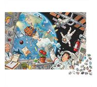 Space Station Domino Effect Wooden Jigsaw Puzzle Waterproof 1000 Piece Puzzles for Adults Challenging And Brainteasing Educational Games