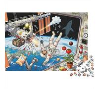 Space Station Domino Effect Wooden Jigsaw Puzzle Waterproof 1000 Piece Puzzles for Adults Colourful Challenging Games
