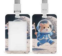 Space - Suit Hamster Retractable ID Badge Holder with Lanyard - Vertical Badge Reel,Keychain Clip,Name Tag Id Card Holder Protector for Nurse Officer Teacher Security Staff Women Men