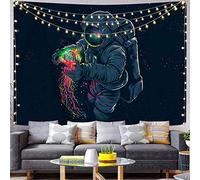 Space Tapestry Trippy Tapestry Cool Astronaut Poster Tapestry Mens Guys Posters For Room Fantasy Galaxy Jellyfish Blacklight Boho Hippie Wall Hanging Spaceman Tapestries For Bedroom Man Room Decor.
