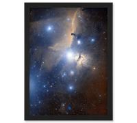 Space Telescope Stars Orions Belt Flame Nebula Universe Artwork Framed Wall Art Print A4 Artery8 Black One Size