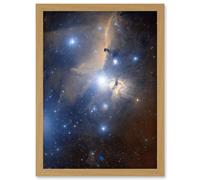 Space Telescope Stars Orions Belt Flame Nebula Universe Artwork Framed Wall Art Print A4 Artery8 Light Oak One Size