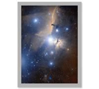 Space Telescope Stars Orions Belt Flame Nebula Universe Artwork Framed Wall Art Print A4 Artery8 Light Grey One Size