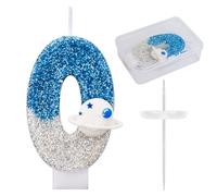 Space Theme Birthday Candle, Shiny Astronaut Number Candle Spaceship Outer Space Cake Topper Perfect Universe Rocket Spacecraft Cake Decorations and Party Favors(Number 0)