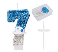 Space Theme Birthday Candle, Shiny Astronaut Number Candle Spaceship Outer Space Cake Topper Perfect Universe Rocket Spacecraft Cake Decorations and Party Favors(Number 7)