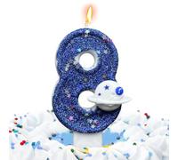 Space Theme Birthday Number Candles - Novelty Cake Decoration Candles with Planets Astronaut Motifs Children's Birthday Cakes Bright Party Candles Galaxy Celebrations, Milestone Age, Fa