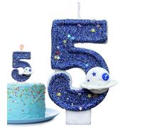 Space Theme Birthday Number Candles - Novelty Cake Decoration Candles with Planets Astronaut Motifs Children's Birthday Cakes Bright Party Candles Galaxy Celebrations, Milestone Age, Fa