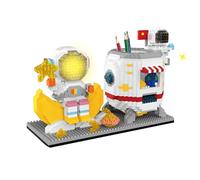 Space Theme Mini Building Blocks Set - Astronaut Figurine with Capsule Pen Holder Micro Bricks Kit, Desktop Organizer Decor, Creative Construction Toy for Space Enthusiasts & Hobbyists-1768PCS