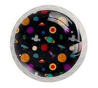 Space Theme Rocket Aliens and Satellites Drawer Knobs Pulls Cabinet Handle for Kitchen Cupboard Bedroom Dresser Bathroom Furniture Door (4 Pack)