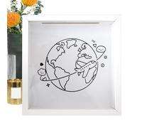 Space Theme Travel Box Memories - Memory Box With Slot, Top Slot Shadow Case Display, Wooden Ticket Stub Stash Container, Wall Mounting Hanging Hooks | Picture Museum Memorial For Concert Adventure