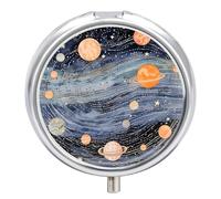 Space Themed Art Pill Box Mini Pill Case Pocket Pill Case for Men Travel Pill Box Cute Pill Organizer 3 Compartment Medicine Pill Organizer Pill Container Pill Holder