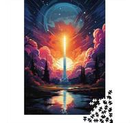 Space Tower Launching Into The Sky 1000-Piece Puzzle for Adults, 38x26cm/1000pcs; A Quiet Indoor Pastime at Home; White Cardboard Pieces for Neat Sorting