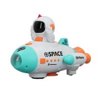 Space Toy Light Up 360 Degree Rotation Electric Blast Off for Kids ABS Material 1 Unit (Blue)