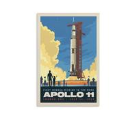 Space Travel Retro Poster Future Interstellar Travel Poster Apollo 11 Lift-Off Posters Art Print Wall Photo Paint Poster Hanging Picture Family Decor 24x36inch(60x90cm)