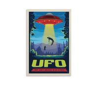 Space Travel Retro Poster UFO Artworks Canvas Poster Wall Art Prints Home Modern Decor 16x24inch(40x60cm)