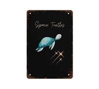 Space Turtle Wall Art Astrology Posters Alien Life Prints Celestial Sea Creatures Retro Garden Metal Tin Signs,Vintage Coffee Room Bar Club Wall Decor Sign Retro Metal Tin Sign 8X12 Inches
