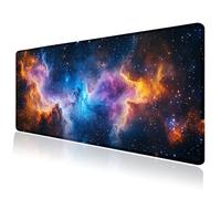 Space Universe Nebula Galaxy Large Mouse Pad, Desk Mat Computer Keyboard Pad Non-Slip Rubber Base Waterproof with Stitched Edges for Laptop Gaming, Office & Home 31.5 x 11.8 Inch (XL-19)