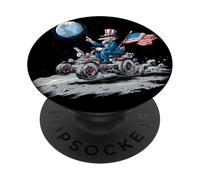 Space Vehicle on Moon with Earth and US Colors PopSockets Adhesive PopGrip